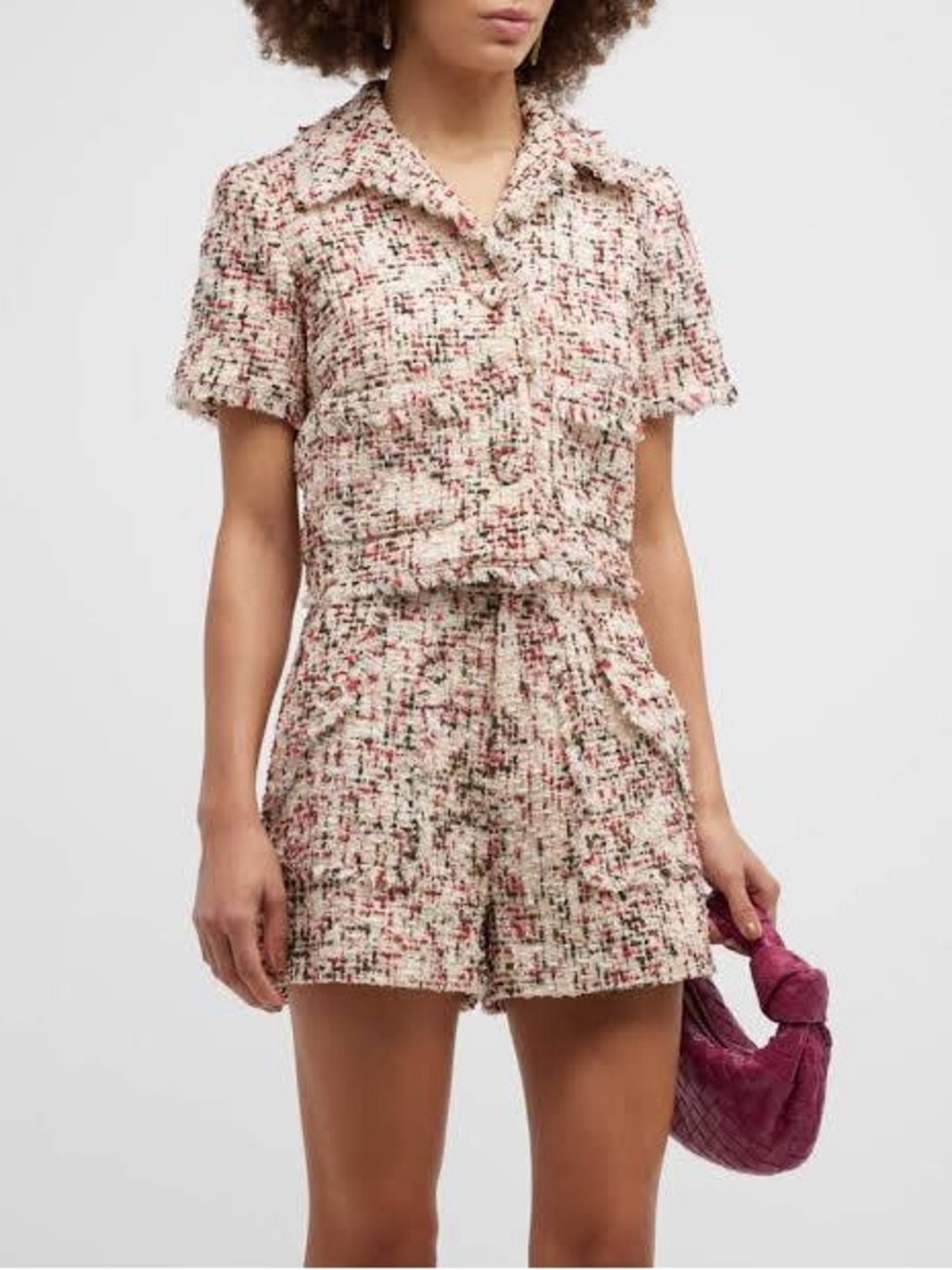 Cinq à Sept Saul Tweed Short-Sleeve Jacket and Short Set